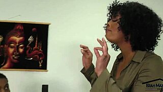 Ever tried hot ebony threesome with bisexual women sharing one big black cock?