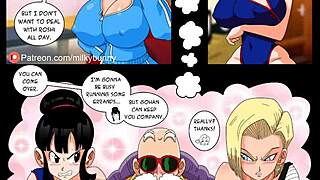 Hey Gohan, ready to conquer this porn comic with your monster cock? She teases, big tits bouncing in creampie action.