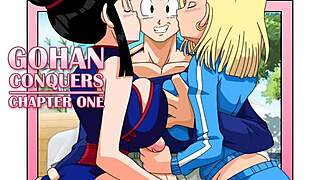 Hey Gohan, ready to conquer this porn comic with your monster cock? She teases, big tits bouncing in creampie action.