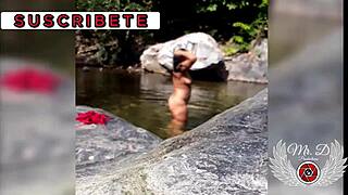 Can you believe my stepbrother recorded me masturbating like a slut in the public river outdoors?