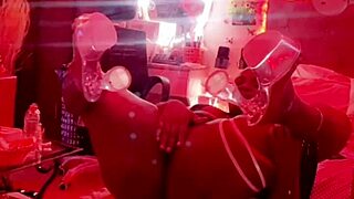 Two dildos stuffing my wet pussy and tight ass with lingerie ripped off and black cock pounding!