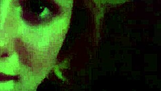 Blonde teen with natural tits fingering her hairy pussy solo in homemade video at night