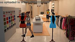 Exhibitionist girl strips naked in public for wild hentai gangbang action