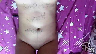 Filipina Teen Writes on Naked Body in Homemade Solo Video