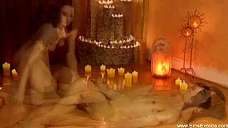 The European man from Germany performed sensual cunnilingus on the Indian woman, exploring her with licks and romantic touches in an interracial massage session.