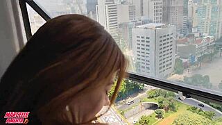 Quick Fuck With My Brazilian Cousin Smoking At The Window While Wife Shops - Huge Cock And Cum In Mouth!