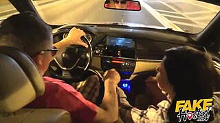 fake hostel... brunette backpacking babe with cute natural tits gets picked up on road journey, sucks cock in car, then fucked hard all around hostel 😏🚗