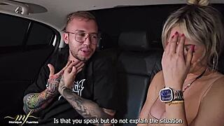 uber driver picks up a curvy colombian milf for a quick ride. he ends up giving her a double creampie in the car