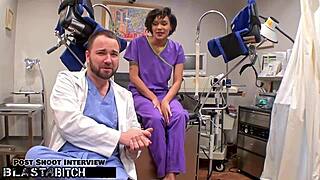 i caught the student with glasses in latex gloves and choked her while deepthroating and face fucking in pov doggystyle