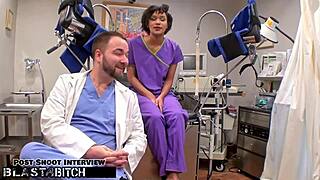 i caught the student with glasses in latex gloves and choked her while deepthroating and face fucking in pov doggystyle