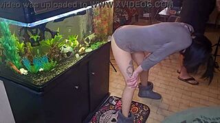 Friends wife uses dildo while two friends add their touch on her dildo