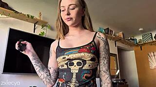 Having some fun with my cute blonde step sister at home