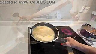 alice maze gets totally fucked-up making pancakes with her ass then eating them after rough anal and deepthroat session