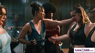 All these girl gangs are battling it out with wild sex and toys in our lesbian group session