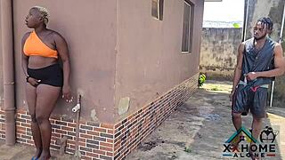 This naughtiest slutty queen bends over for hot doggy from a big fat black cock. She gets cum all over her pretty face in rough outdoor action.