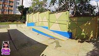 training outside with a tall guy who offered cardio lessons and i said yes, but will he cover me in cum as his petite colombian slut?