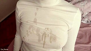 Raw He rubs his cock on my new sweater and cums all over it in close up.