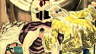 Exploring antique retro vintage art with hairy beaver themes in erotic style