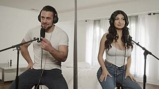 Thick brunette Cami Strella licks ass in casting interview with deepthroat orgasm