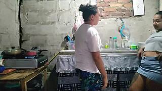 My Horny Neighbor Craved Hard Fucking In Kitchen