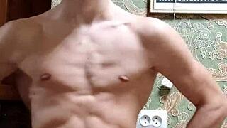 Skinny boy celebrates happy new year with raw moves