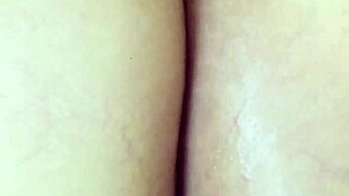 Spreading her ass open for homemade anal.