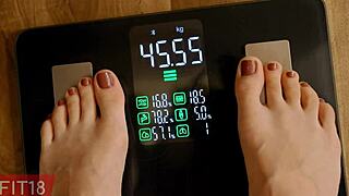 In the gym, petite Mia River, a 46kg cute flat chested teen, undergoes casting in bodysuit with POV interview