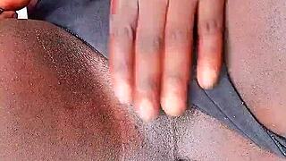 Sexyjayla254 ebony shemale strokes huge oiled cock outdoors