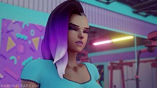 Sombra and brigitte big tits face sitting in cute naughty workout game