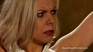 Blonde Lesbian Slave Enjoys Intense Kissing And Touching With Dominant Madame In Bondage