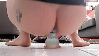 Tattooed Solo Ride on Bizarre Dildo