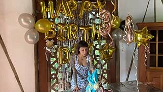 the best birthday surprise is a real monster cock filling my juicy ass with milk - spoiler