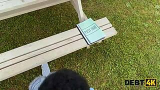 Small teen faces huge interracial cock to settle her mounting debt outdoors