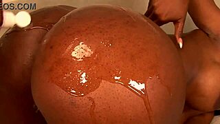 oiled ebony ass takes rough fast sex leading to creampie cunt