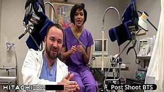 Freshman Feels Intense Emotions as Nurse Jackie Banes Delivers Mandatory Hitachi Orgasm in Hospital Setting