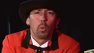 Intriguing double penetration leads to redhead getting bukkake facial after bent over doggystyle group action