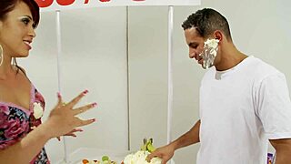 small-titted british bitch enjoys bananas with whipped cream on a hard dick