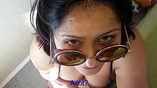 Super tongue bbw does big natural tits squirt and swallow.