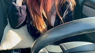 italian big tits artemisia love solo car ride flashing her big boobs in the sun... hard nipples long hair fetish oh yeah