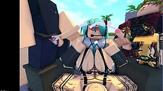 roblox miku gets into wild banging in a massive gangbang group session