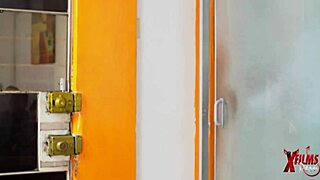 Three young horny guys in porn casting with submissive redhead nymphomaniac