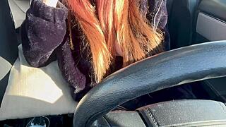 italian big tits artemisia love solo car ride flashing her big boobs in the sun... hard nipples long hair fetish oh yeah