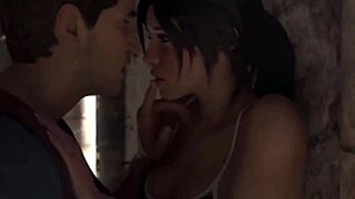 Lara Croft rides Nathan Drake in cowgirl and missionary during intense battle