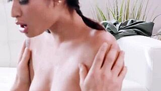 busty sexy brunette masseuse sucking huge fat dick during wet slippery nuru massage 😏 - robby apples avery black