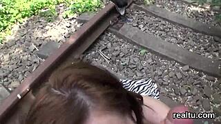 perfect czech teen tempted in mall for striptease and hardcore POV blowjob