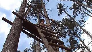 kate black rubs her big pussy outdoors in nature for solo orgasm