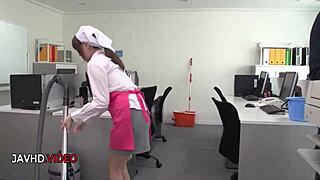 i'm the asian office lady chihiro akino giving a hardcore blowjob leading to a creampie at work