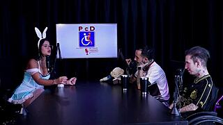 i love how this fat cuckold couple does bdsm domination with handjob and orgasm in public swinger group