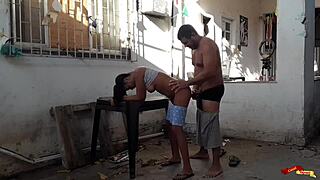 hey, check out this hot anal session in the backyard with the sexy latina babysitter teen