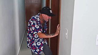 Skinny Redhead Submissive In Miniskirt Worships Ass In Bathroom Fetish